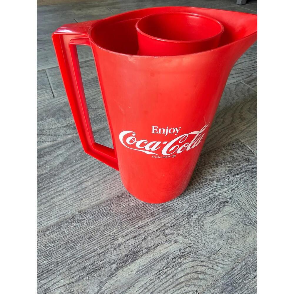 Alladinwear Vintage Enjoy Coca Cola Red Pitcher & Cup Set (5 Pieces) 2.5 QT - Picture 2 of 12
